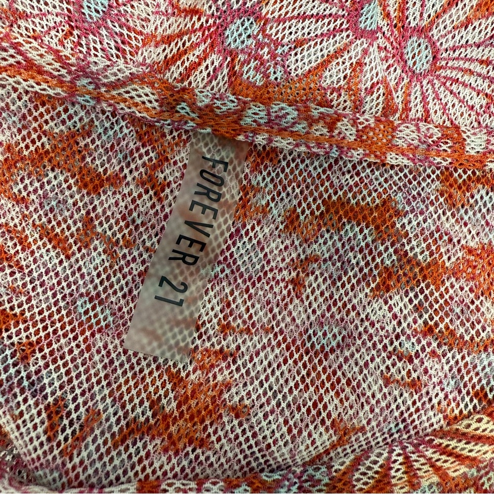 Forever 21 Women’s Orange Floral Sheer Mesh Maxi Sleeveless Dress Size Large - Picture 5 of 6